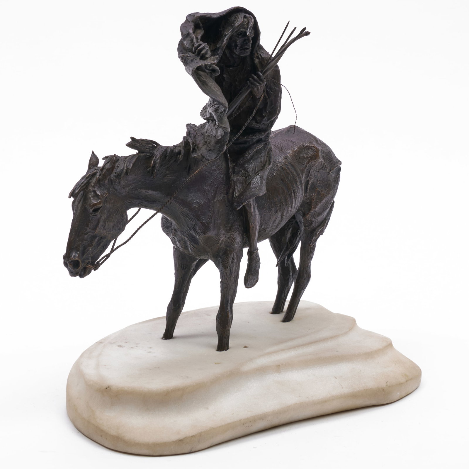 Ernest Berke (1921-2010): January the Hard Month: Ernest Berke (1921-2010): January the Hard Month Bronze, date of cast unknown, unmarked, on a white stone base. 8 1/2 x 9 1/2 x 2 1/2 in. (without base). The Collection of Sanford L. Smith.