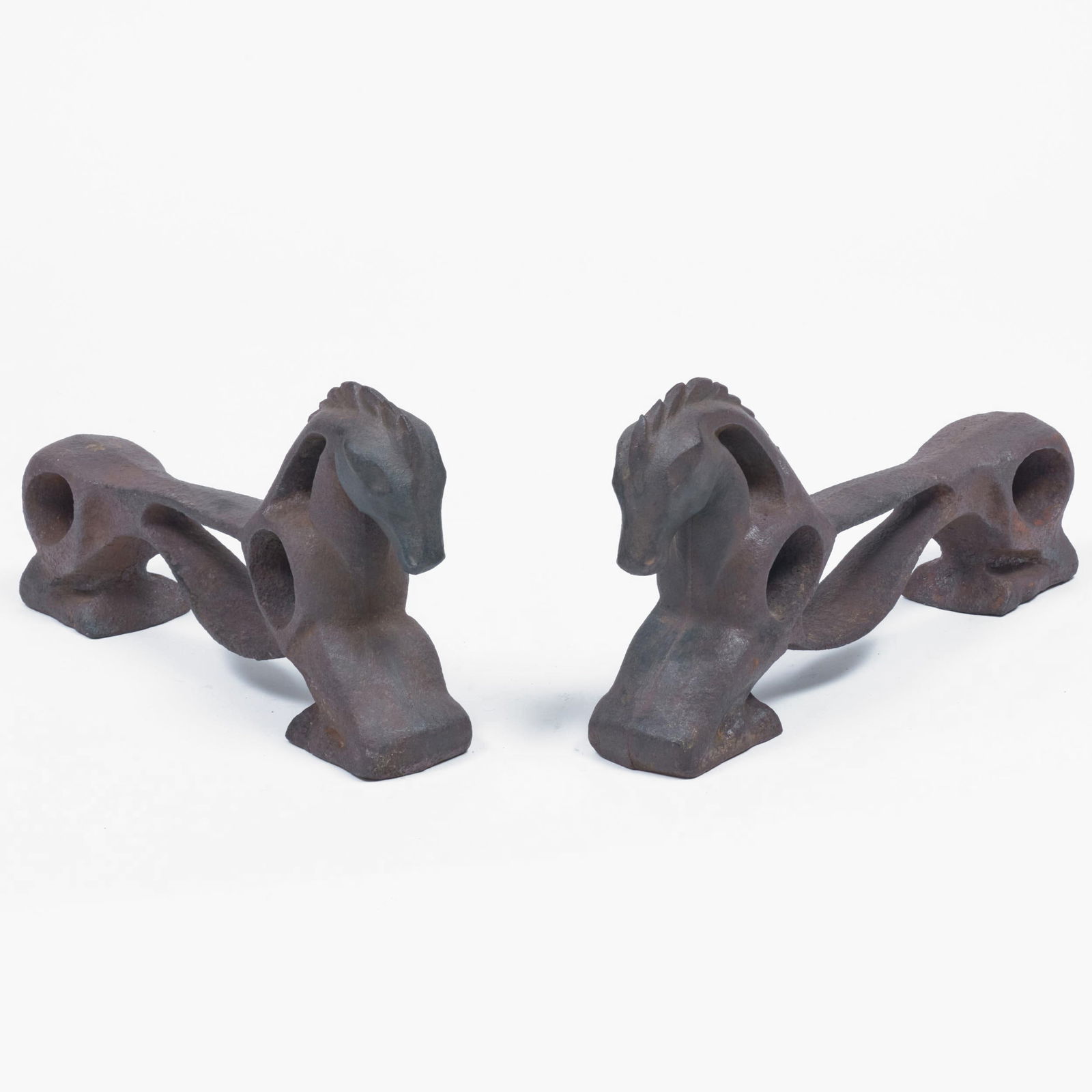 Pair of Cast Iron Horse Form Firedogs (1 of 7)