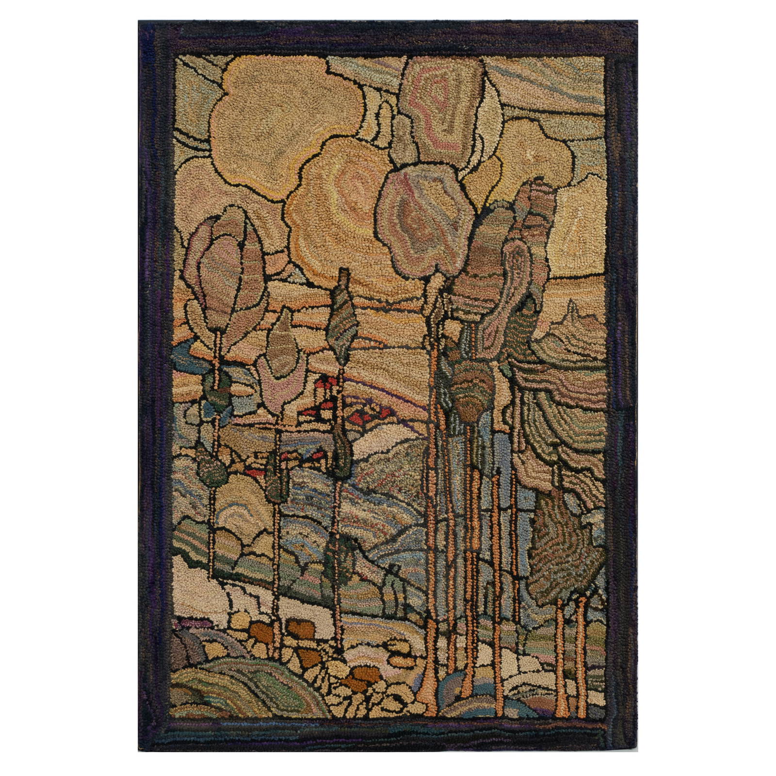 Two Hooked Rugs With Topographical Scenes Auction