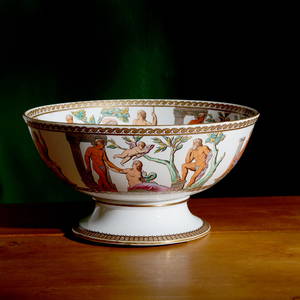 English Transfer Printed Punch Bowl with a Design After the Portland Vase