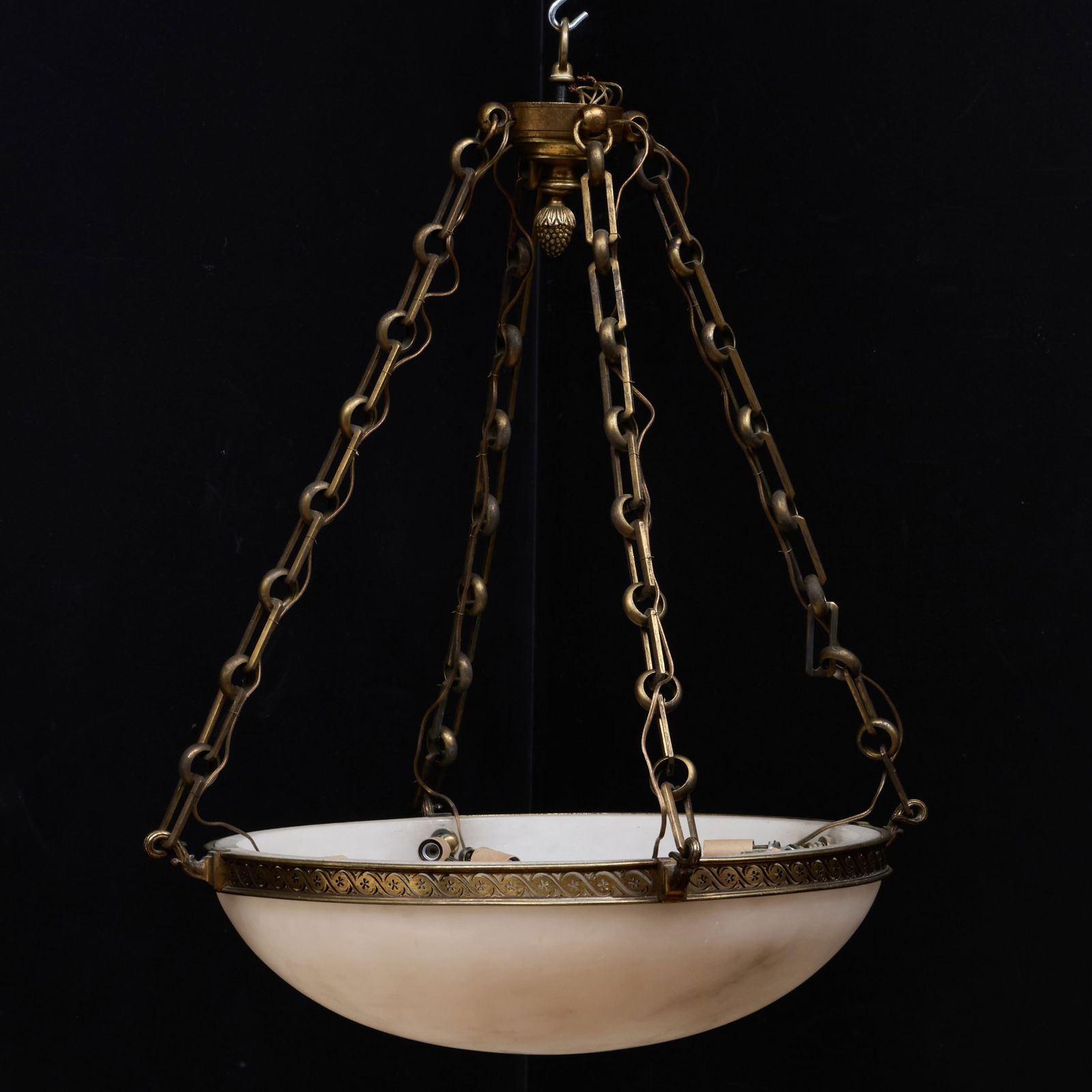 Modern Gilt Bronze and Alabaster Eight-Light Chandelier (1 of 10)