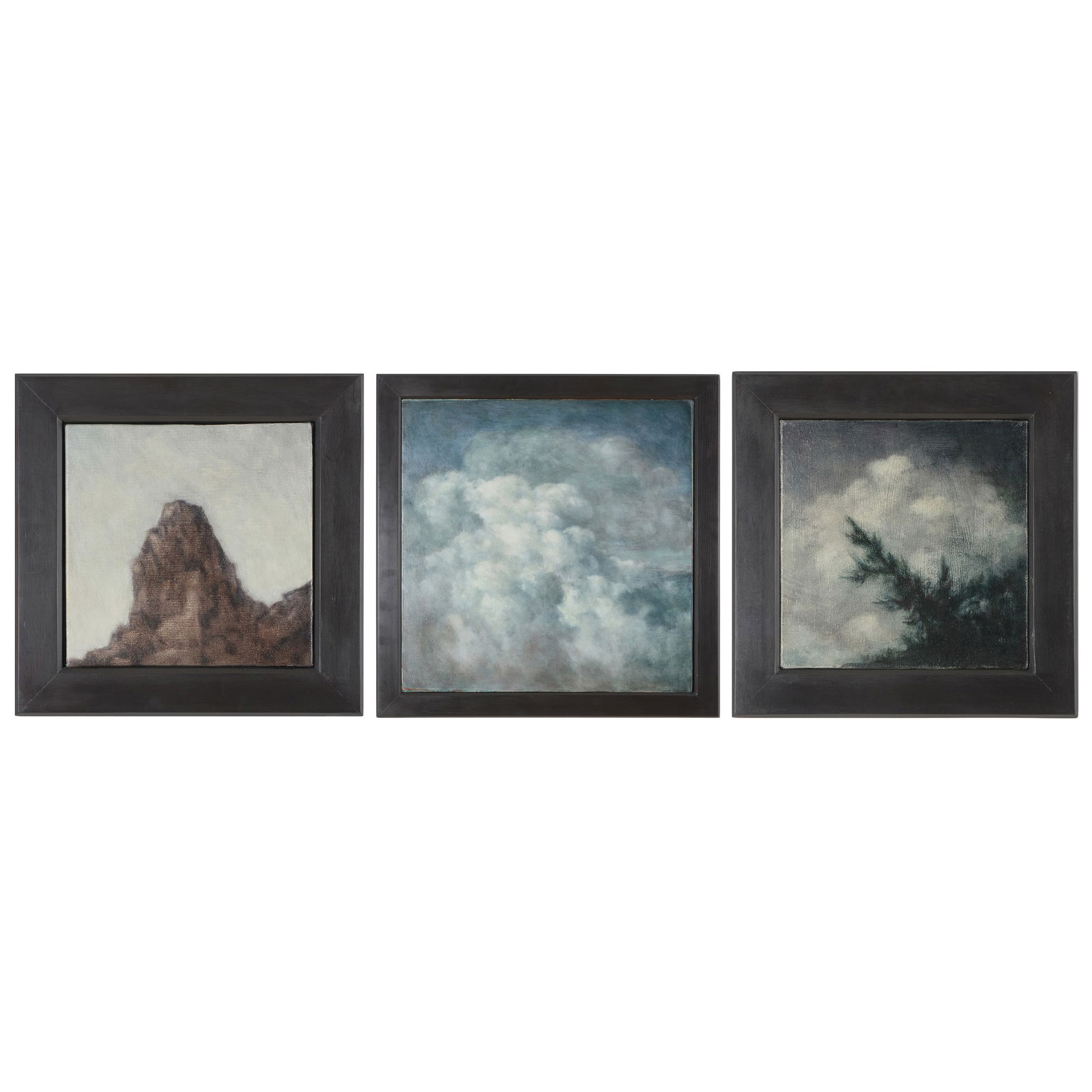 Jeff Joyce (b. 1956): The Day: Triptych: Jeff Joyce (b. 1956): The Day: Triptych Three oil and alkyd on canvas mounted on wood, 1990, all signed 'Joyce', titled and dated on the reverse. 10 7/8 x 11 in., 15 3/8 x 15 5/8 in. (frame), 25 1/4 x