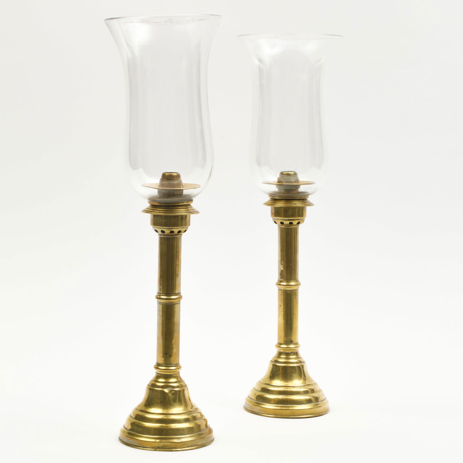Near Pair of Russian Brass and Glass Photophores (1 of 5)