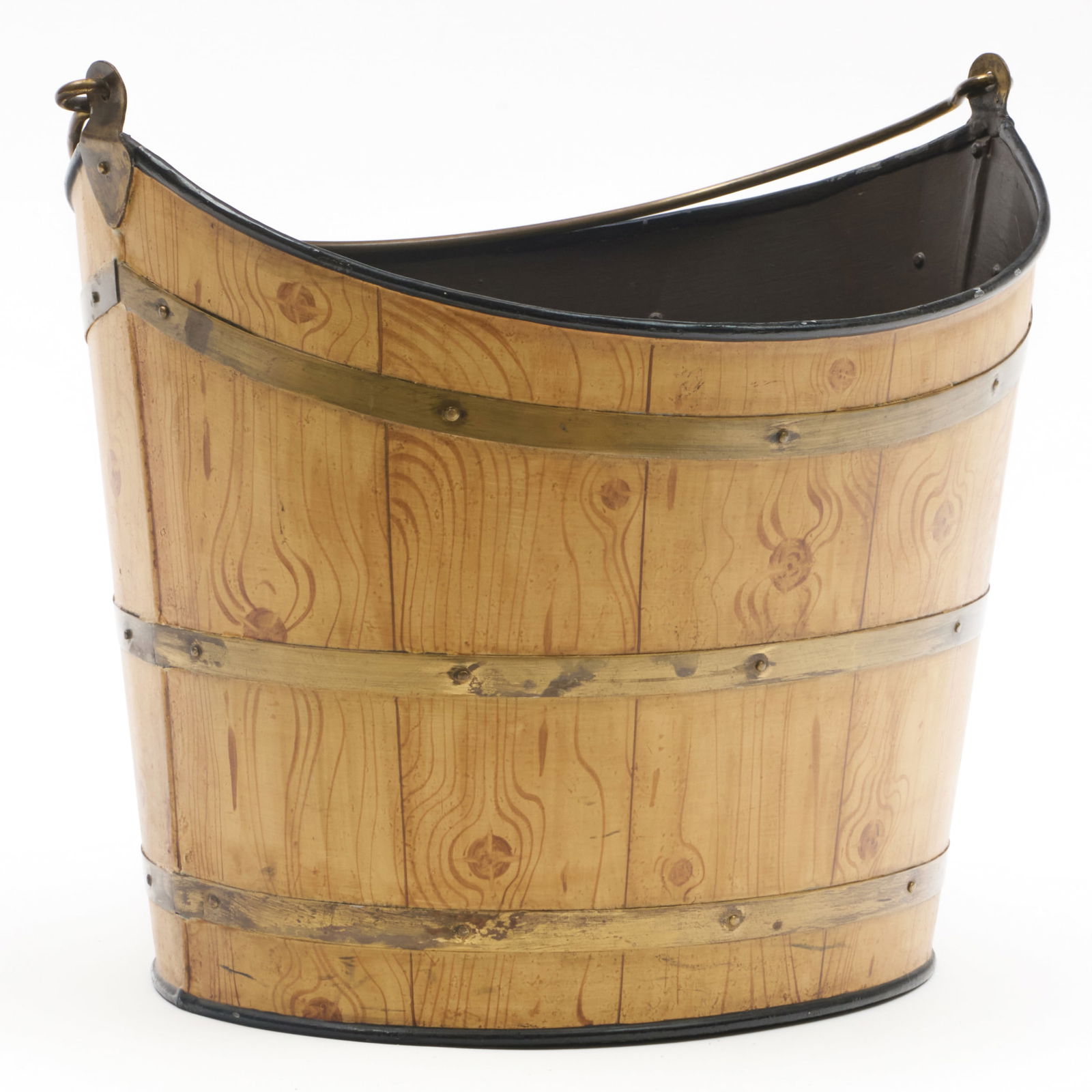 Faux Bois Navette Form Tole Peinte Peat Bucket (1 of 7)