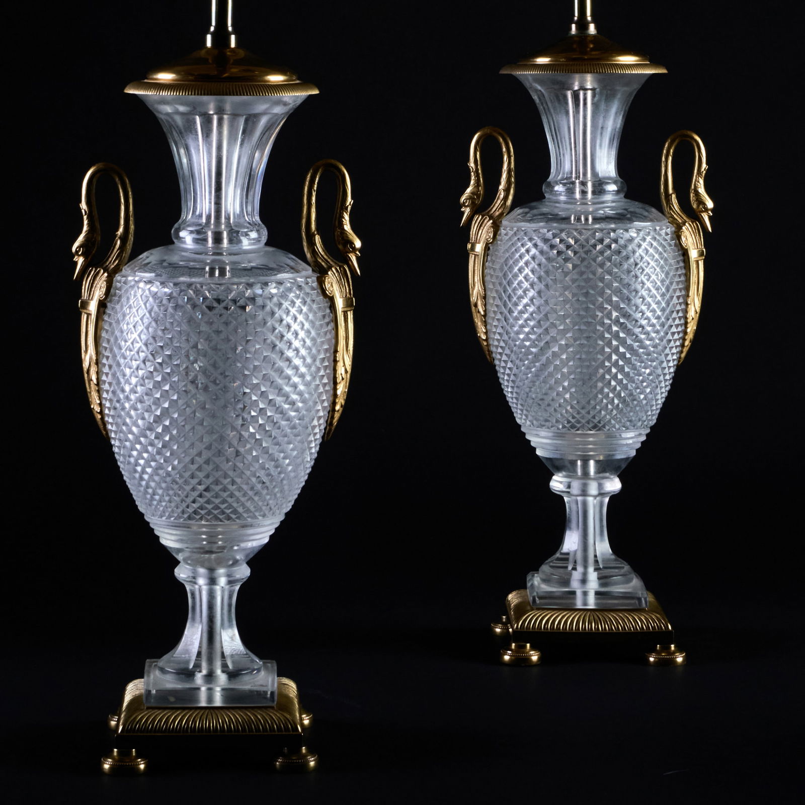 Pair of Cut Glass and Gilt-Metal Mounted Vases Mounted as Lamps (1 of 8)