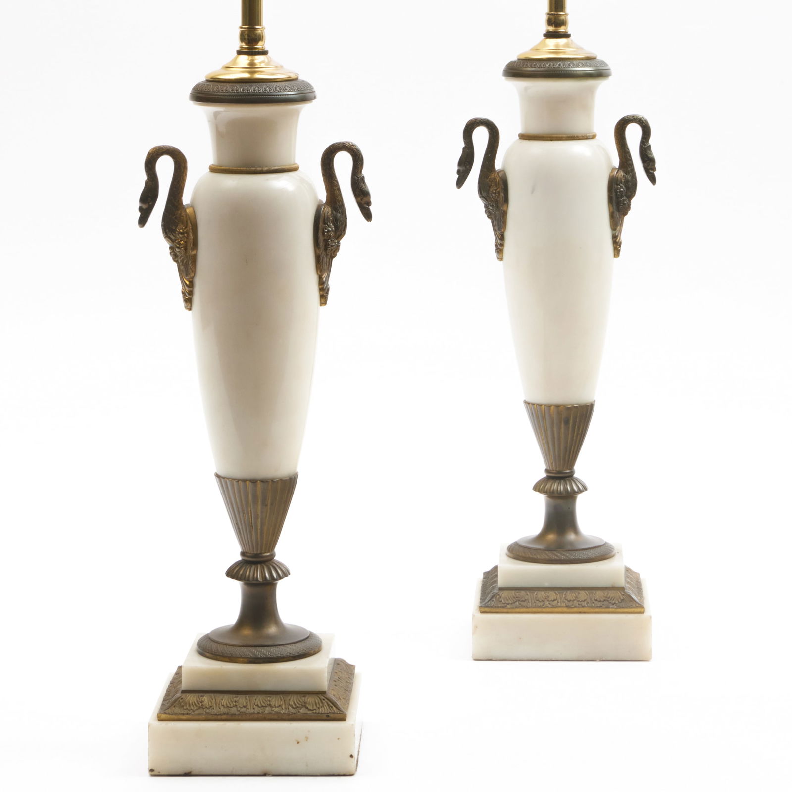 Pair of Marble Gilt-Metal Mounted Vases Mounted as Lamps: Pair of Marble Gilt-Metal Mounted Vases Mounted as Lamps 20 x 5 x 4 1/2 in. A New York Apartment, Designed by Colefax and Fowler.