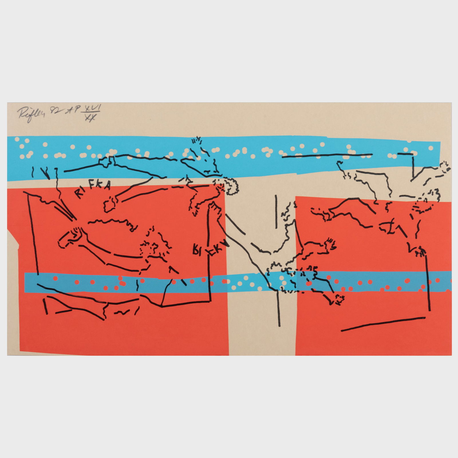 Judy Rifka (b. 1945): Off the Wall: Group of Four: Judy Rifka (b. 1945): Off the Wall: Group of Four Four screenprints in colors on wove paper, 1982, all signed and dated in pencil, numbered AP XVIII/XX, AP XIX/XX, AP XX/XX and HC 16/17. All 10 1/4 x