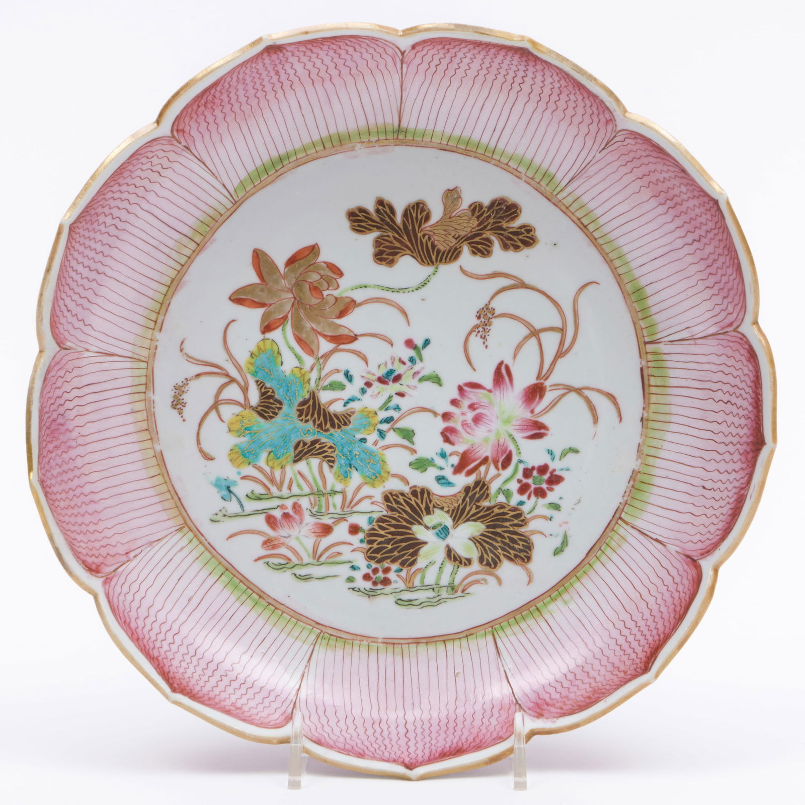 Chinese Famille Rose Porcelain Lotus Dish (1 of 6)