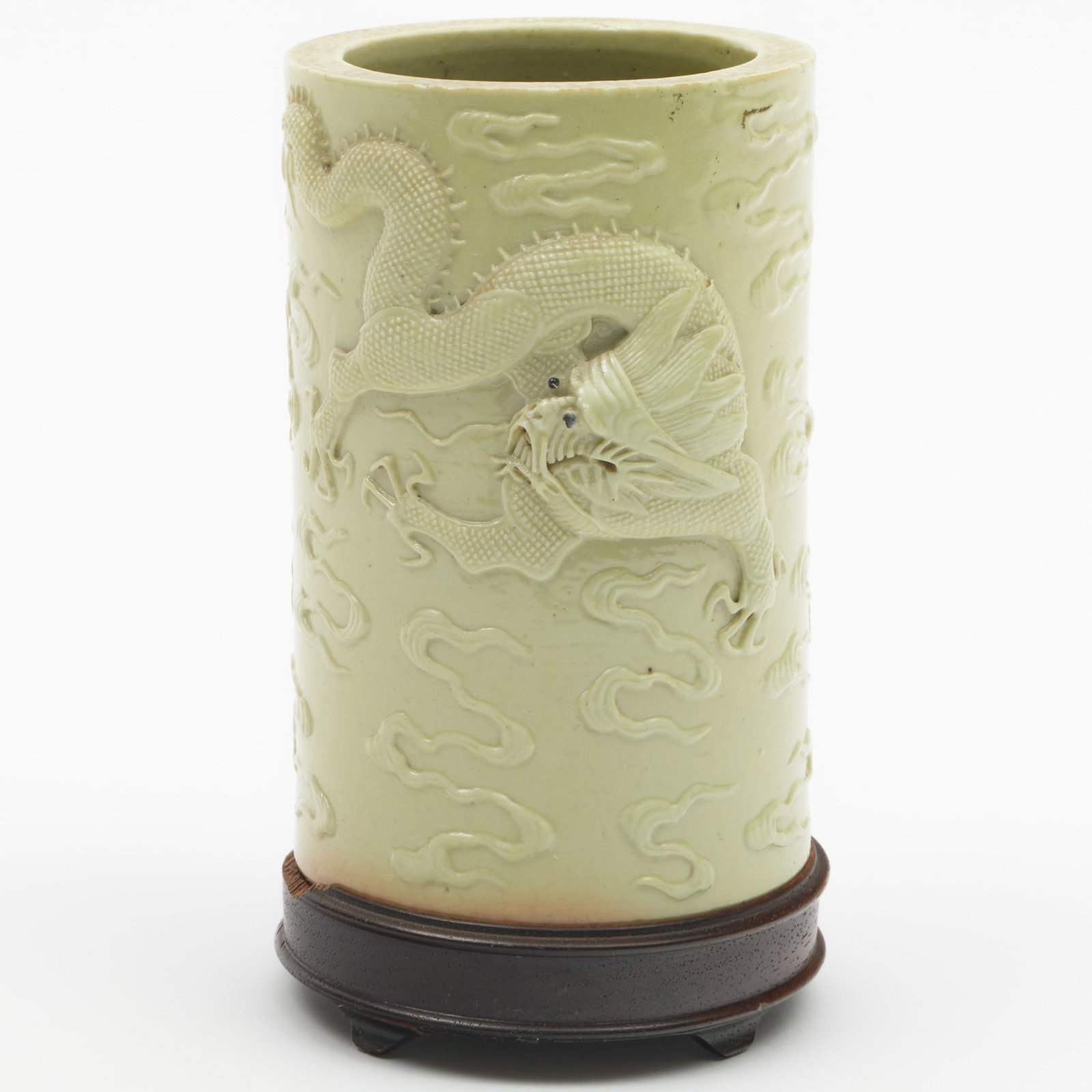 Chinese Porcelain Brush Pot: Chinese Porcelain Brush Pot Unmarked. 4 3/4 x 3 in. diam.