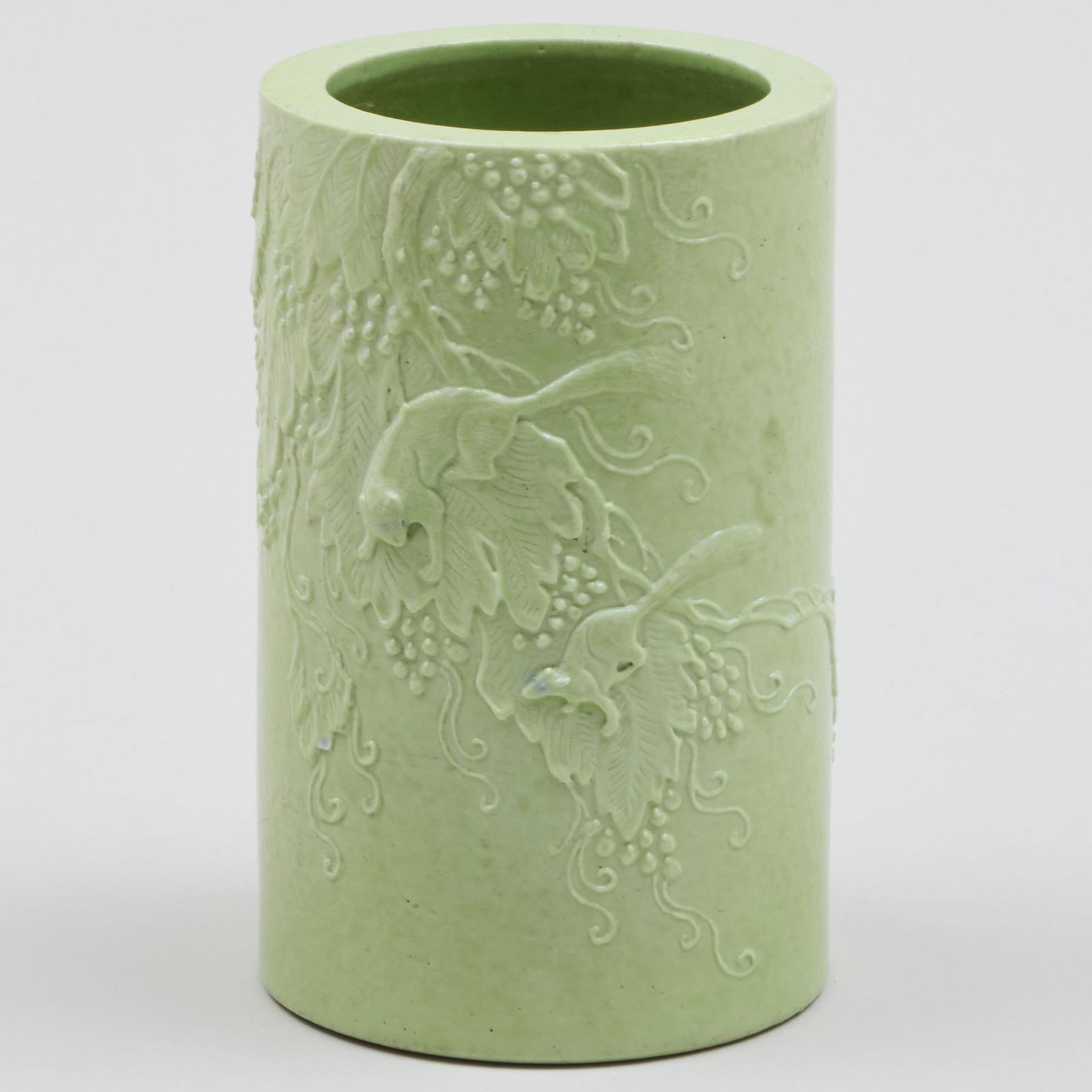 Chinese Green Glazed Porcelain Brush Pot (1 of 8)