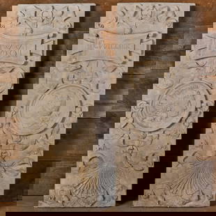 Pair of French Carved Stone Relief Panels: Pair of French Carved Stone Relief PanelsEach 46 1/2 x 17 in.Sold Christie's, South Kensington, June 10, 2014, Lot 338.The Collection of Aso O. Tavitian - New York & Stockbridge.