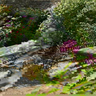 Two British Camden Lock Painted Cast-Iron and Wood Market Benches: Two British Camden Lock Painted Cast-Iron and Wood Market BenchesOne painted black, the other silver.39 3/4 x 5 ft. 3 in. x 25 1/2 in.Sold Summers Place Auctions, Billingshurst, UK, June 8, 2016, Lot