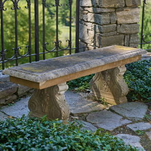 European Carved Marble Bench