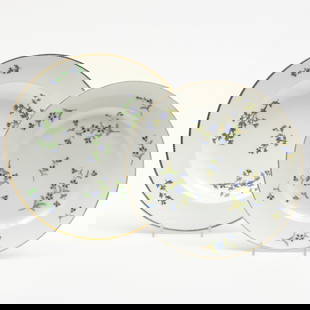 Assembled English and Danish Porcelain Part Service: Assembled English and Danish Porcelain Part ServiceIn complementary patterns, printed and triple blue wave marks.Comprising:Ten Coalport soup platesFourteen Royal Copenhagen dinner platesThe soup