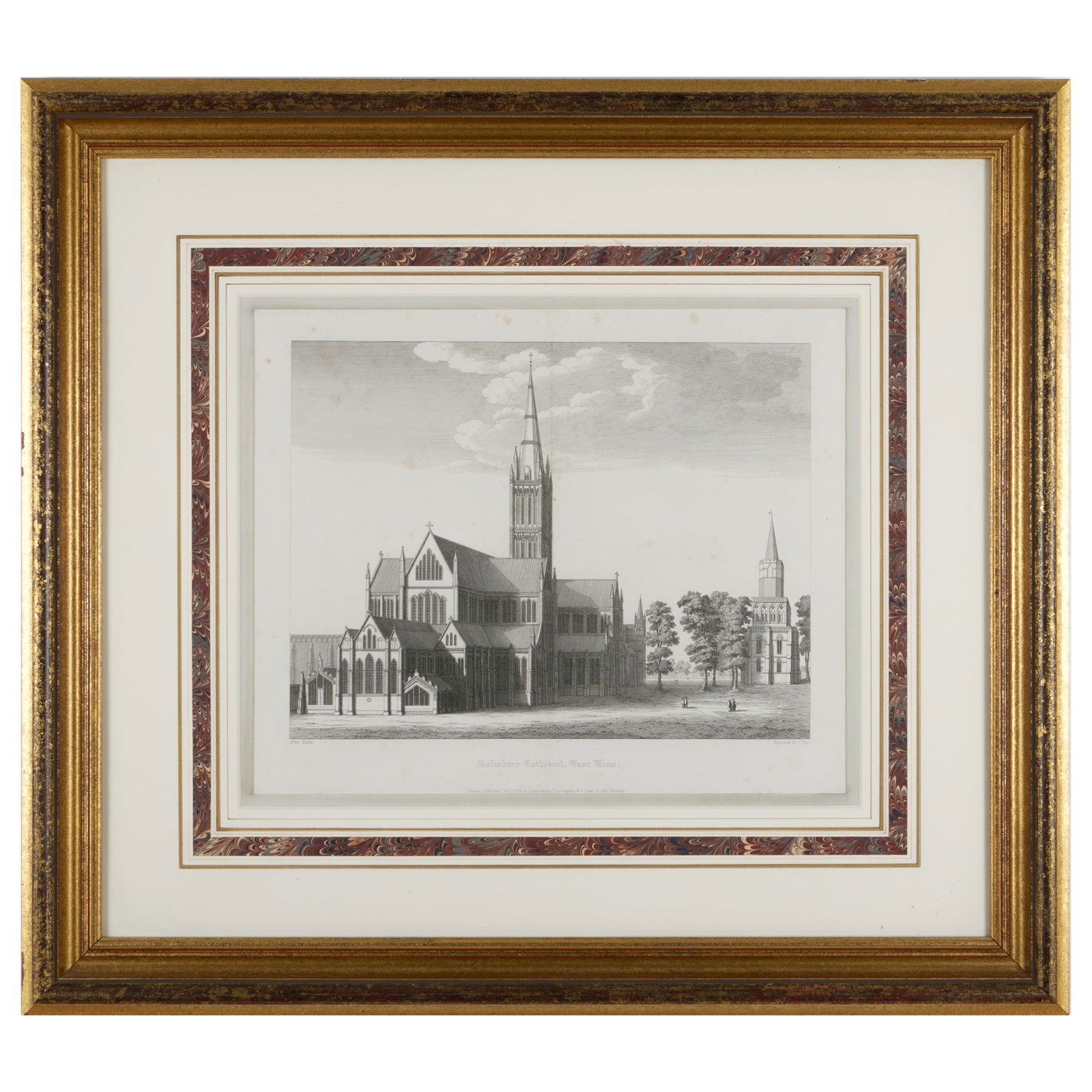 After Wenceslaus Hollar (1609-1677): East View, Salisbury Cathedral (1 of 3)