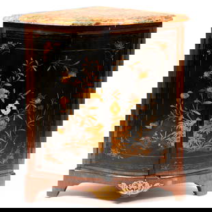 Louis XV Style Lacquer and Tulipwood Encoignure: Louis XV Style Lacquer and Tulipwood EncoignureFitted with one shelf. 34 1/4 x 30 1/4 x 21 in. Property of an Upper East Side Collector