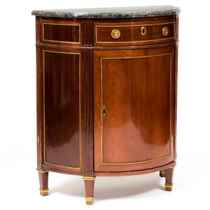 Louis XVI Ormolu and Brass-Mounted Mahogany D-Shape Cabinet