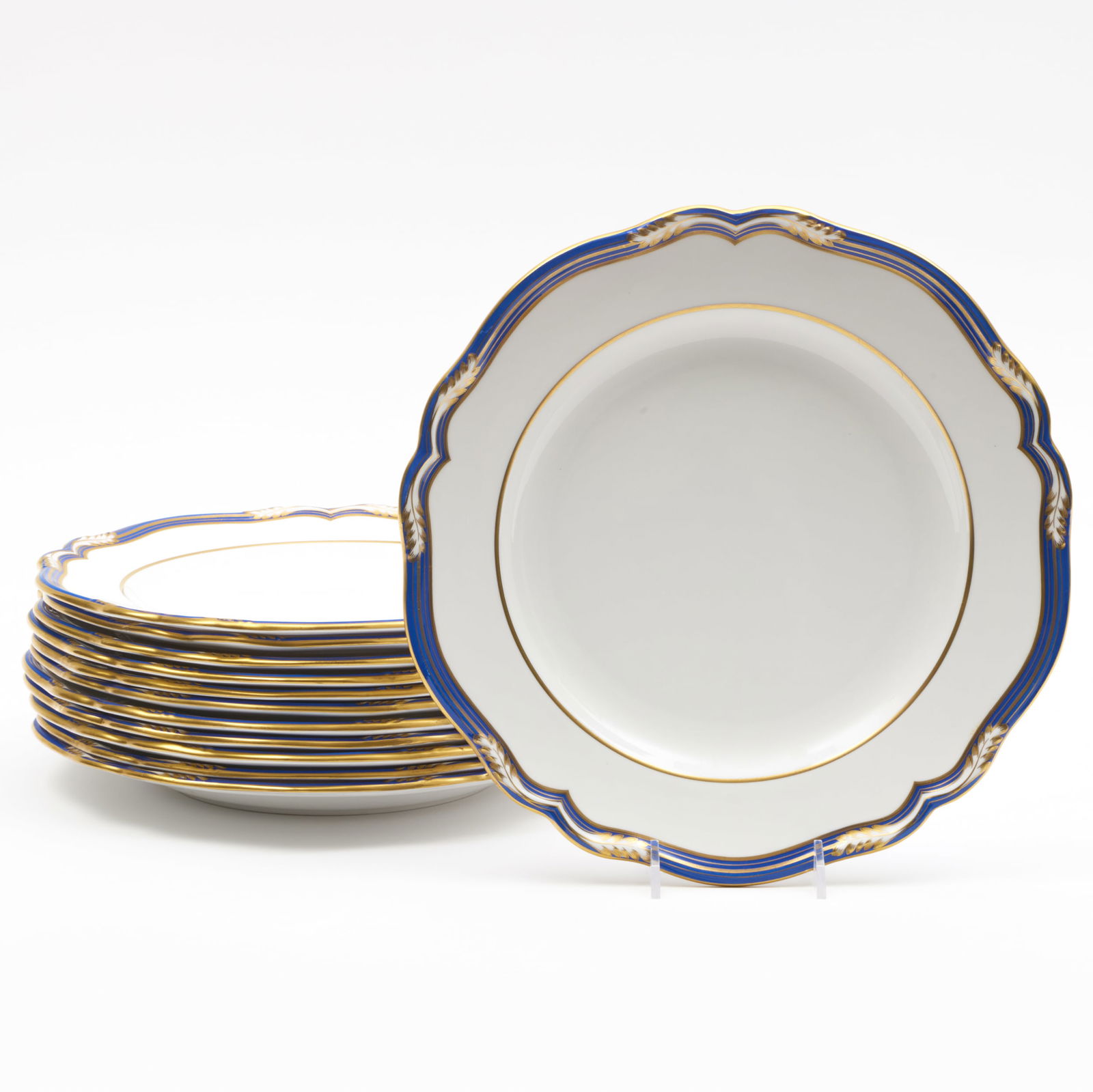 Set of Twelve Spode Cobalt Ground Porcelain Dinner Plates: Set of Twelve Spode Cobalt Ground Porcelain Dinner Plates Green printed mark. 10 3/4 in. diam. Property of an Upper East Side Collector