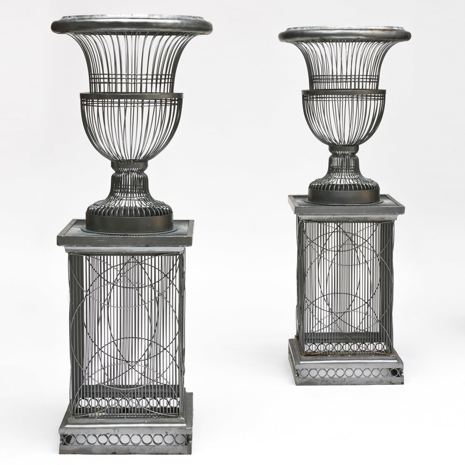 Large Pair of Metal Garden Urns (1 of 5)