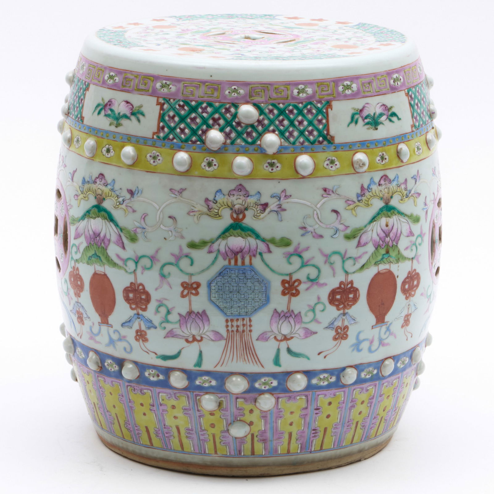 Small Chinese Export Famille Rose Porcelain Garden Seat (1 of 6)