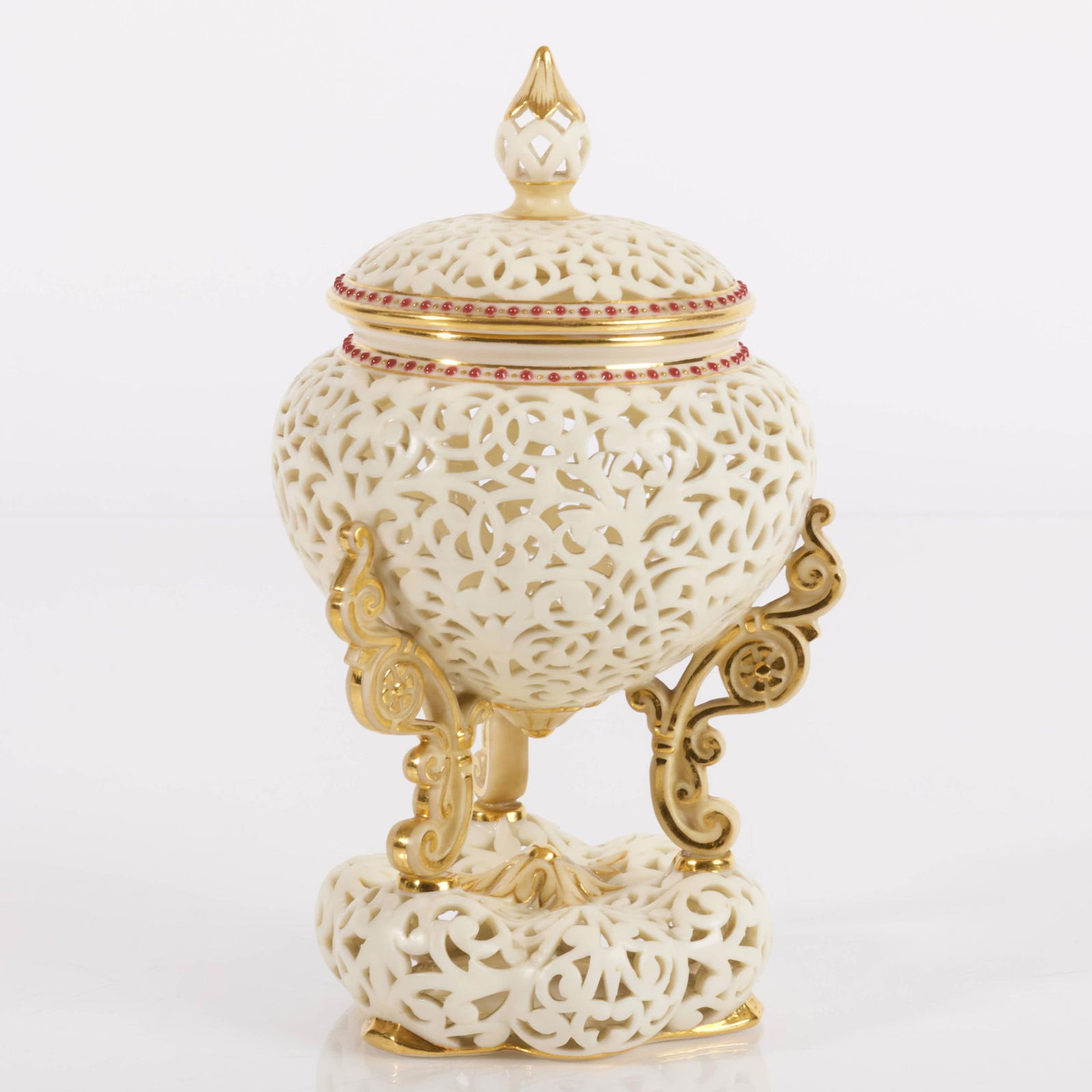 Royal Worcester Porcelain Pierced Jar and Cover (1 of 14)