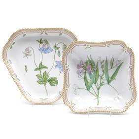 Royal Copenhagen Porcelain 'Flora Danica' Square Dish and Shaped Triangle Dish (1 of 11)
