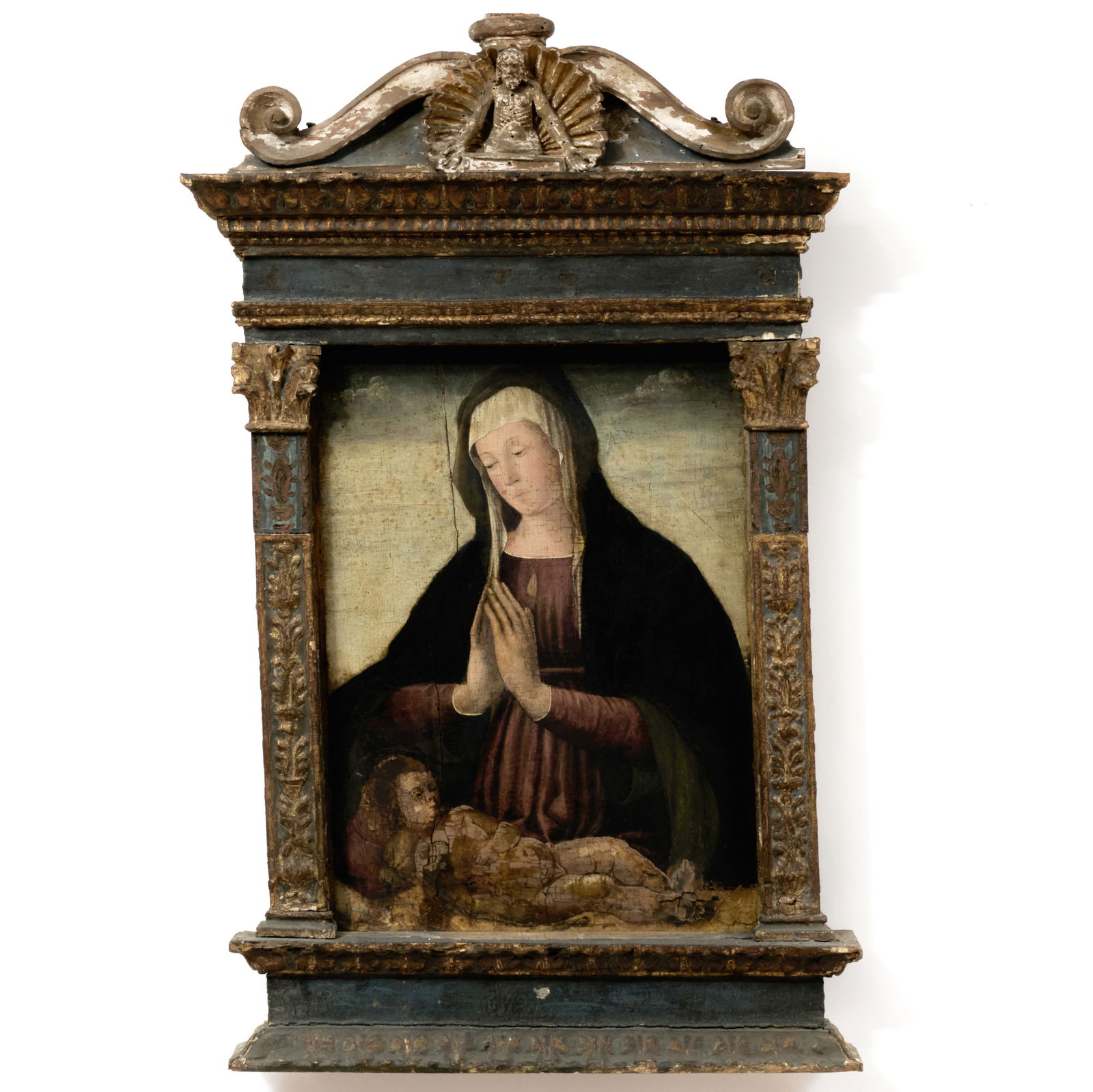 Continental School: The Adoration: Continental School: The Adoration Oil on panel, unsigned. 21 x 13 1/2 in., 32 1/2 x 19 1/2 in. (frame).