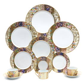 Extensive Puiforcat Porcelain Service in the 'Hommage a G. Klimt' Pattern (1 of 20)