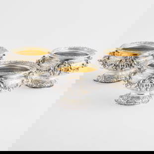 Set of Three Victorian Silver Master Salts: Set of Three Victorian Silver Master Salts Mark of Robert Garrard II, London, 1856. 2 3/4 x 4 1/2 in. diam., 28.6 oz. approx. weight. Property Formerly in the Collection of Jan Mitchell