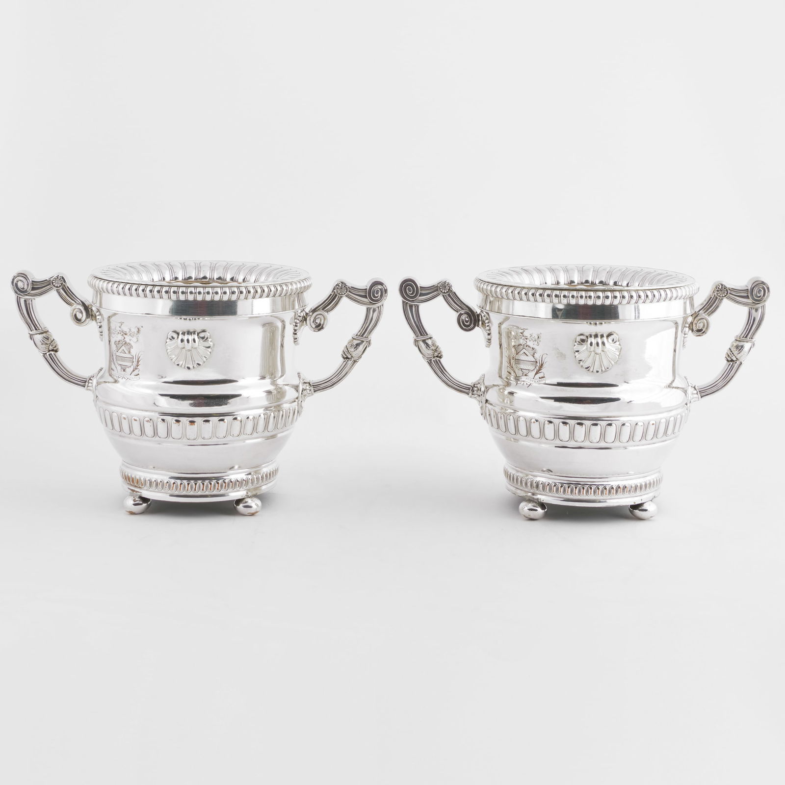 Pair of George IV Sheffield Plate Bottle Coolers, Collars and Liners (1 of 11)