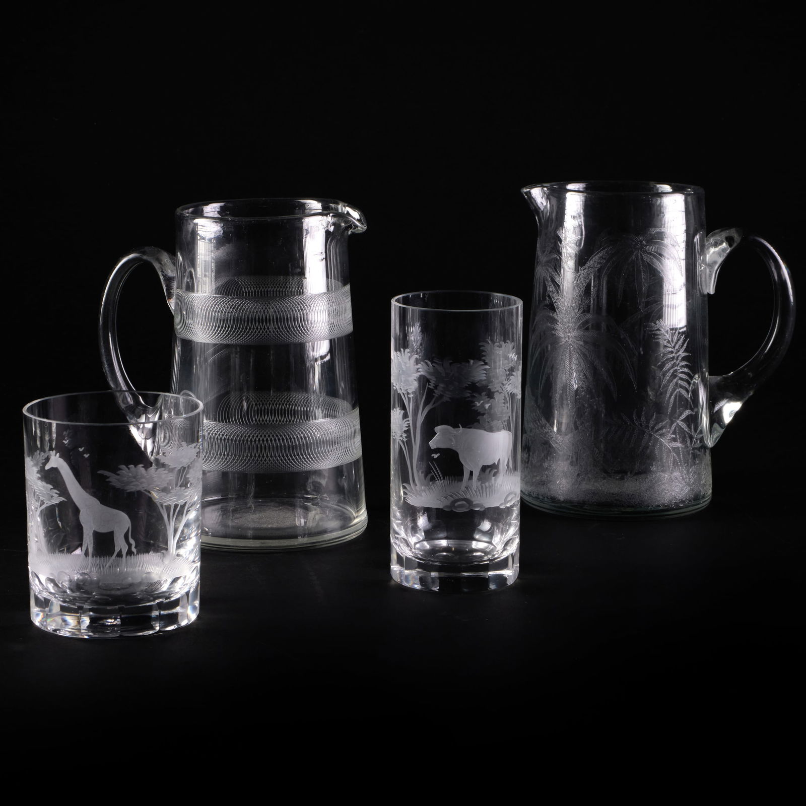 Group of Queen Lace 'Kenyan Wildlife' Etched Glassware (1 of 9)
