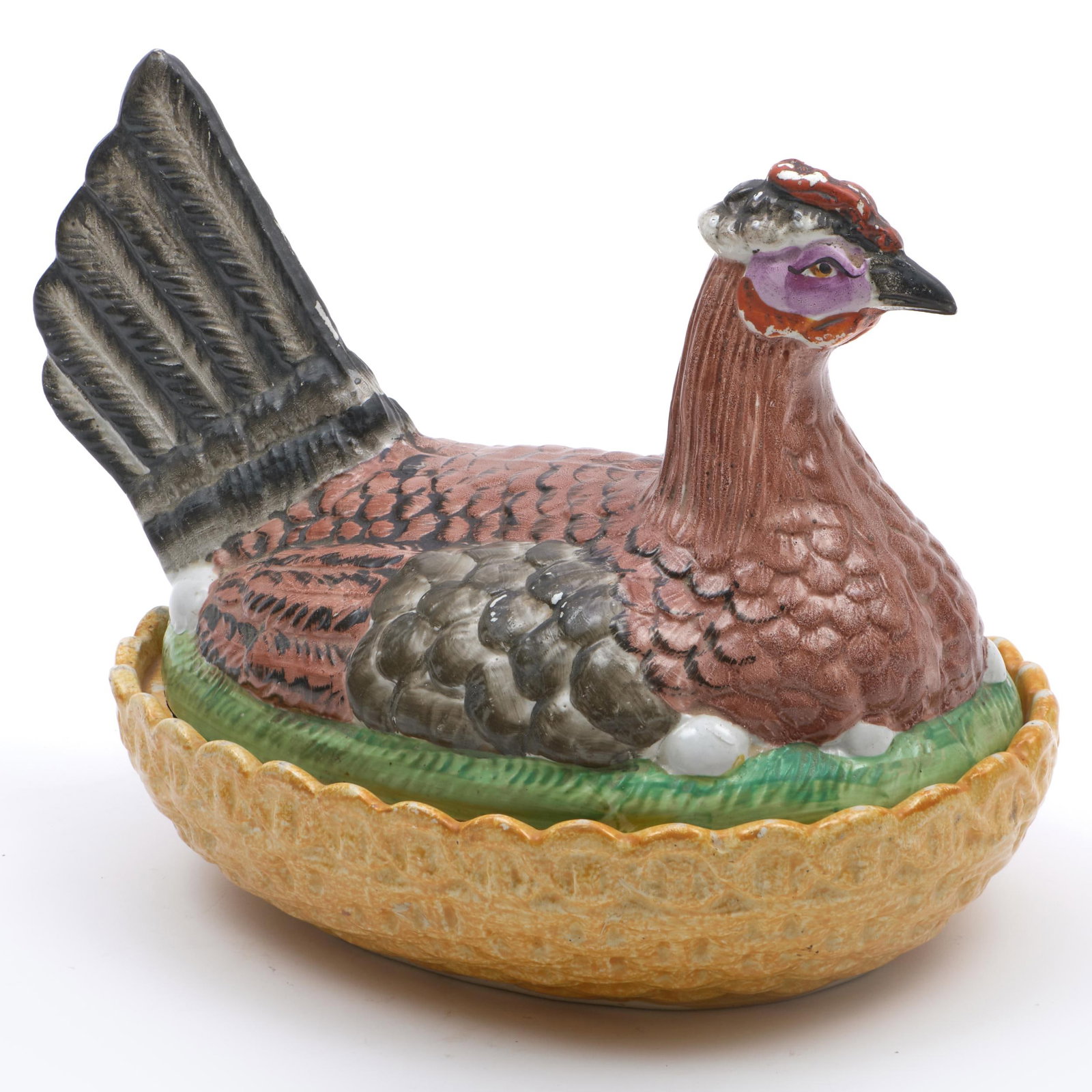 Large Porcelain Hen Form Box and Cover: Large Porcelain Hen Form Box and Cover Unmarked. 8 1/2 x 13 x 8 1/2 in. Property from the Jordan Saunders Collection