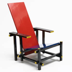 After Gerrit Rietveld, Red and Blue Painted Wood Chair