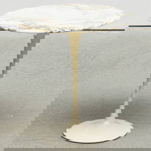 Small Eero Saarinen for Knoll Marble Top Tulip Side Table: Small Eero Saarinen for Knoll Marble Top Tulip Side TableMarked, Made in Italy. Apparently unsigned.20 1/2 x 20 in. diam.