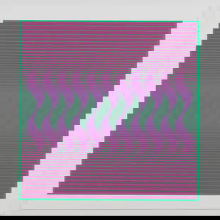 Julian Stanczak (1928-2017): Waving Down; and 16 Circles in Green: Julian Stanczak (1928-2017): Waving Down; and 16 Circles in GreenTwo screenprints in colors on wove paper, 1970, both signed in pencil, numbered 150/165 and 147/165.28 1/4 x 28 1/4 in. (sheet), 28