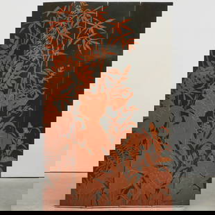 Contemporary Virginia Dawn Lacquer Four Panel Screen: Contemporary Virginia Dawn Lacquer Four Panel ScreenEach panel 7 ft. 6 x 14 in.