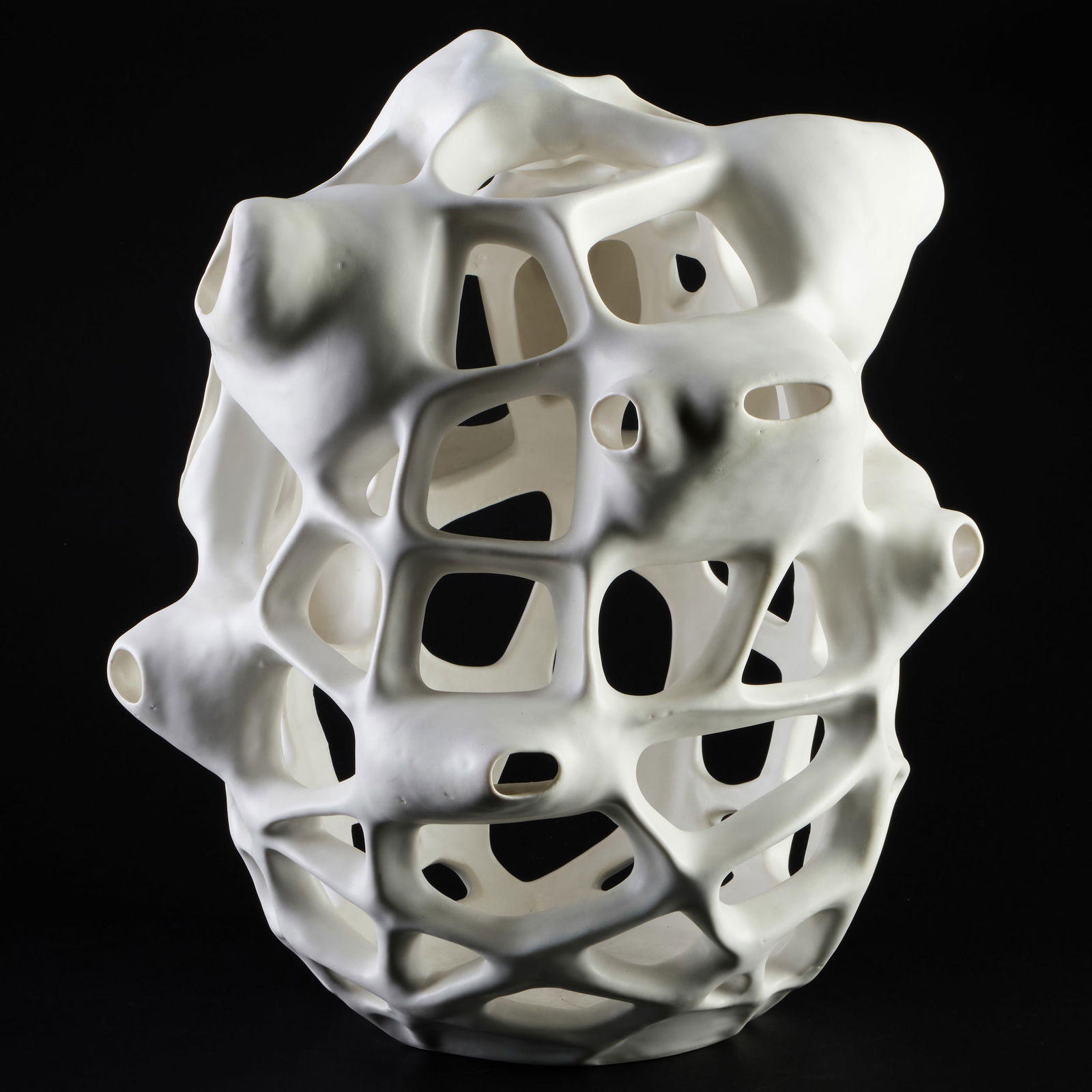 Joan Lurie Porcelain Abstract Sculpture: Joan Lurie Porcelain Abstract Sculpture Blue monogram mark. 16 1/2 x 13 in. diam.