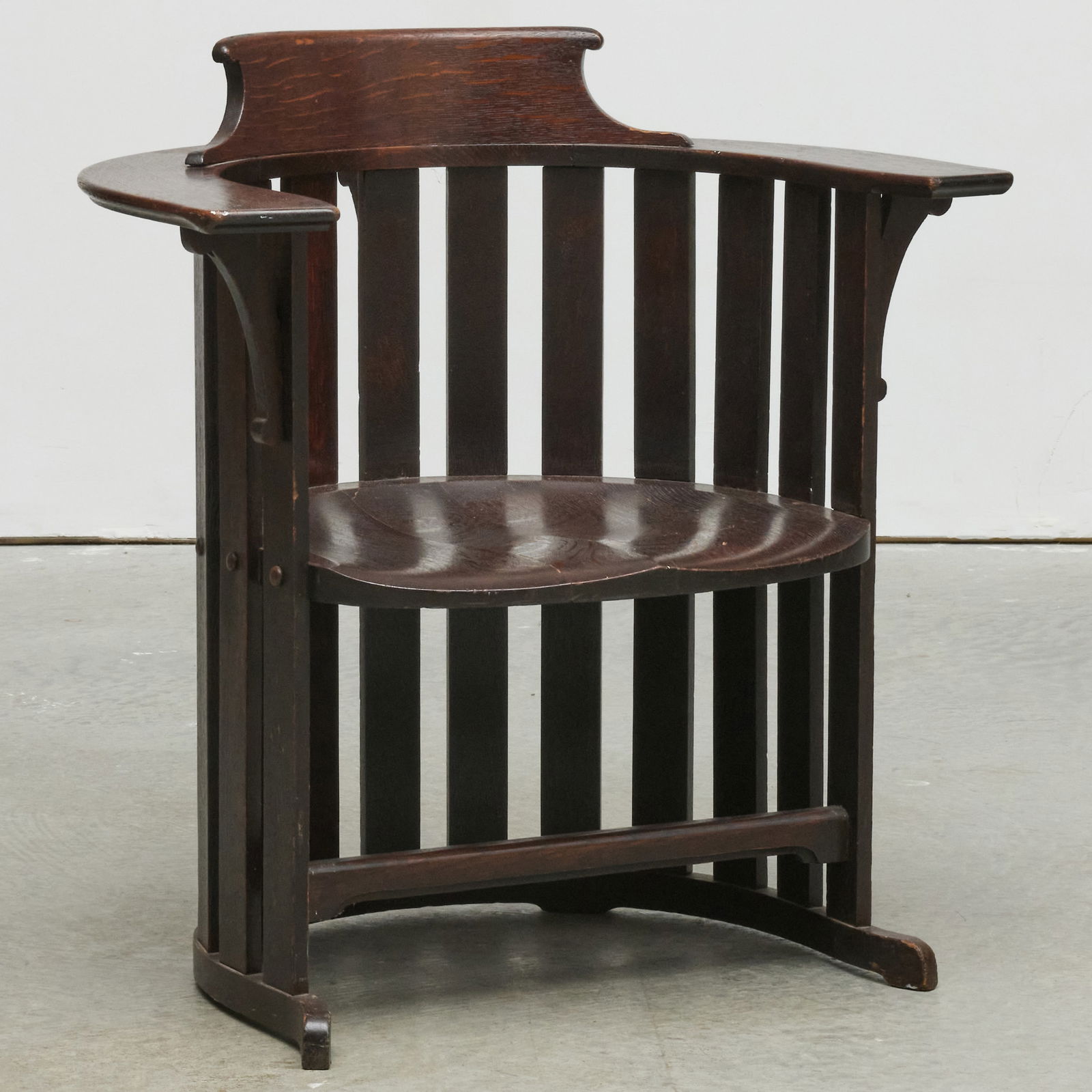 Mission Oak Barrel-Back Armchair (1 of 8)