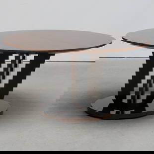 Art Deco Stained Birch Circular Dining Table: Art Deco Stained Birch Circular Dining Table 30 1/4 x 4 ft. 10 in. diam.