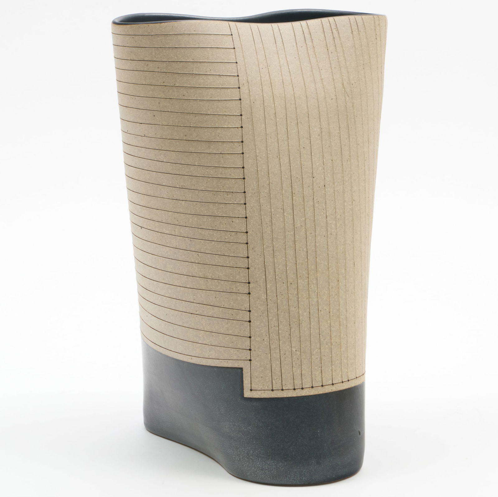 Gustavo Perez (b. 1950): Untitled (Vase): Gustavo Perez (b. 1950): Untitled (Vase) Earthenware, painted monogram mark. 12 3/4 x 8 3/4 x 8 1/2 in.