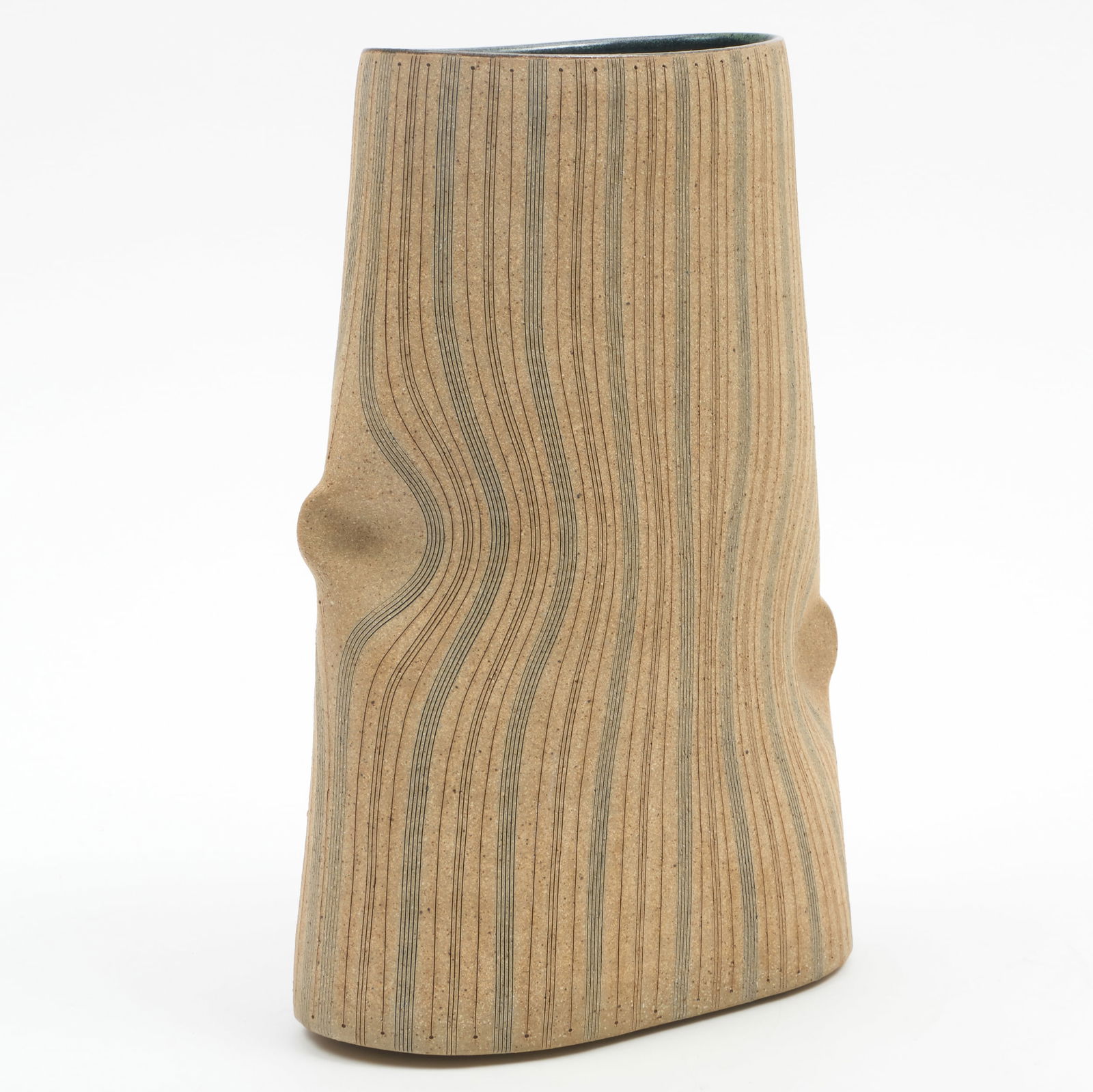 Gustavo Perez (b. 1950): Untitled (Vase): Gustavo Perez (b. 1950): Untitled (Vase) Earthenware, painted monogram mark. 12 1/4 x 8 1/4 x 4 in.