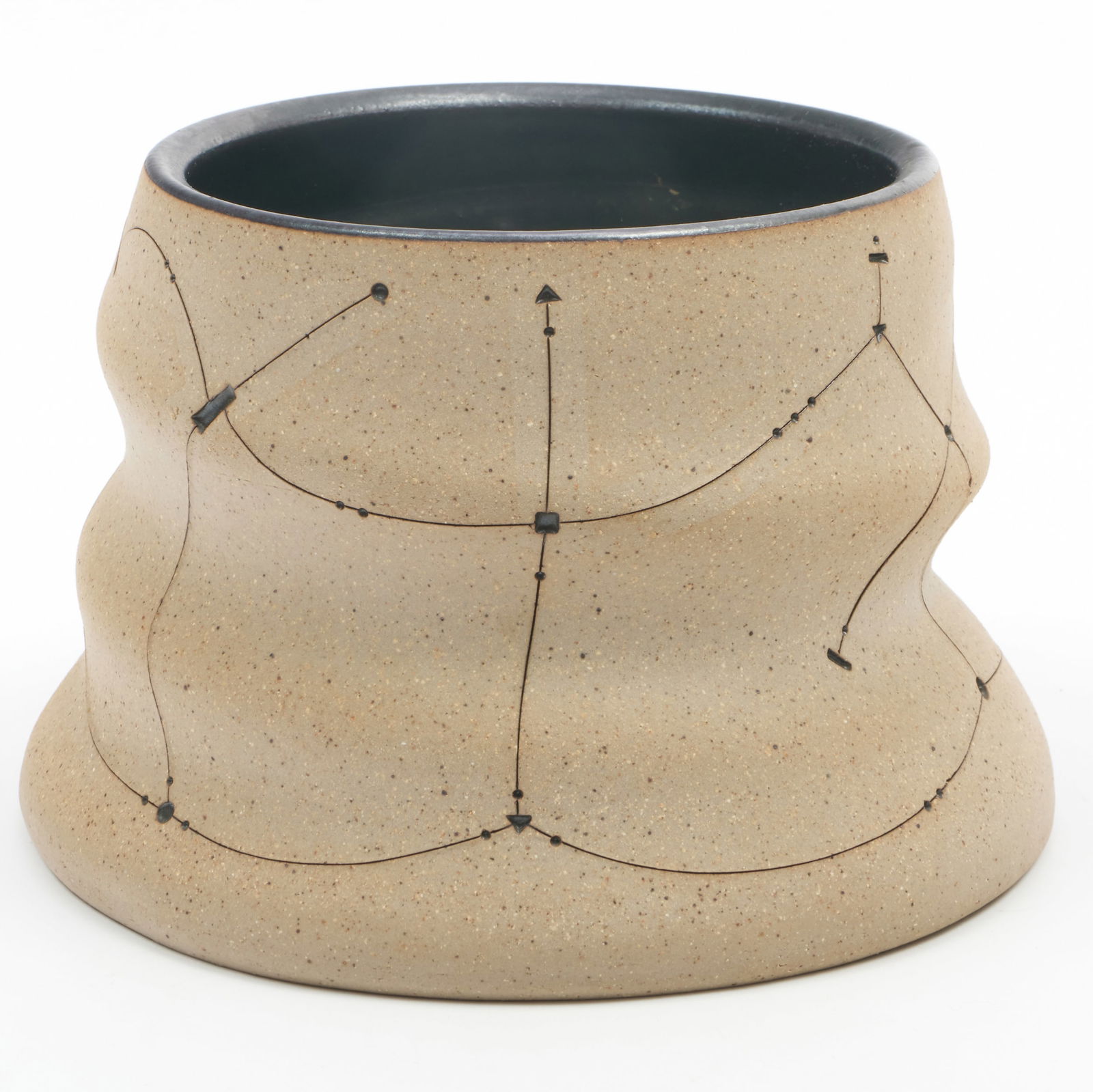 Gustavo Perez (b. 1950): Untitled (Vase): Gustavo Perez (b. 1950): Untitled (Vase) Earthenware, painted monogram mark. 4 3/4 x 7 1/4 in. diam.