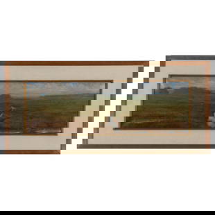 David Walsh: Rochester N.Y.: David Walsh: Rochester N.Y.Oil on canvas, 1988, signed, titled and dated on the stretcher.9 1/8 x 28 1/8 in., 15 3/4 x 43 5/8 in. (frame).