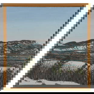 Neil Welliver (1929-2005): Study for From Hope to Megunticook: Neil Welliver (1929-2005): Study for From Hope to MegunticookOil on canvas, 1992, signed 'Welliver' lower right, with label from Marlborough, NY.24 x 24 in., 26 x 26 in. (frame). Marlborough Gallery,