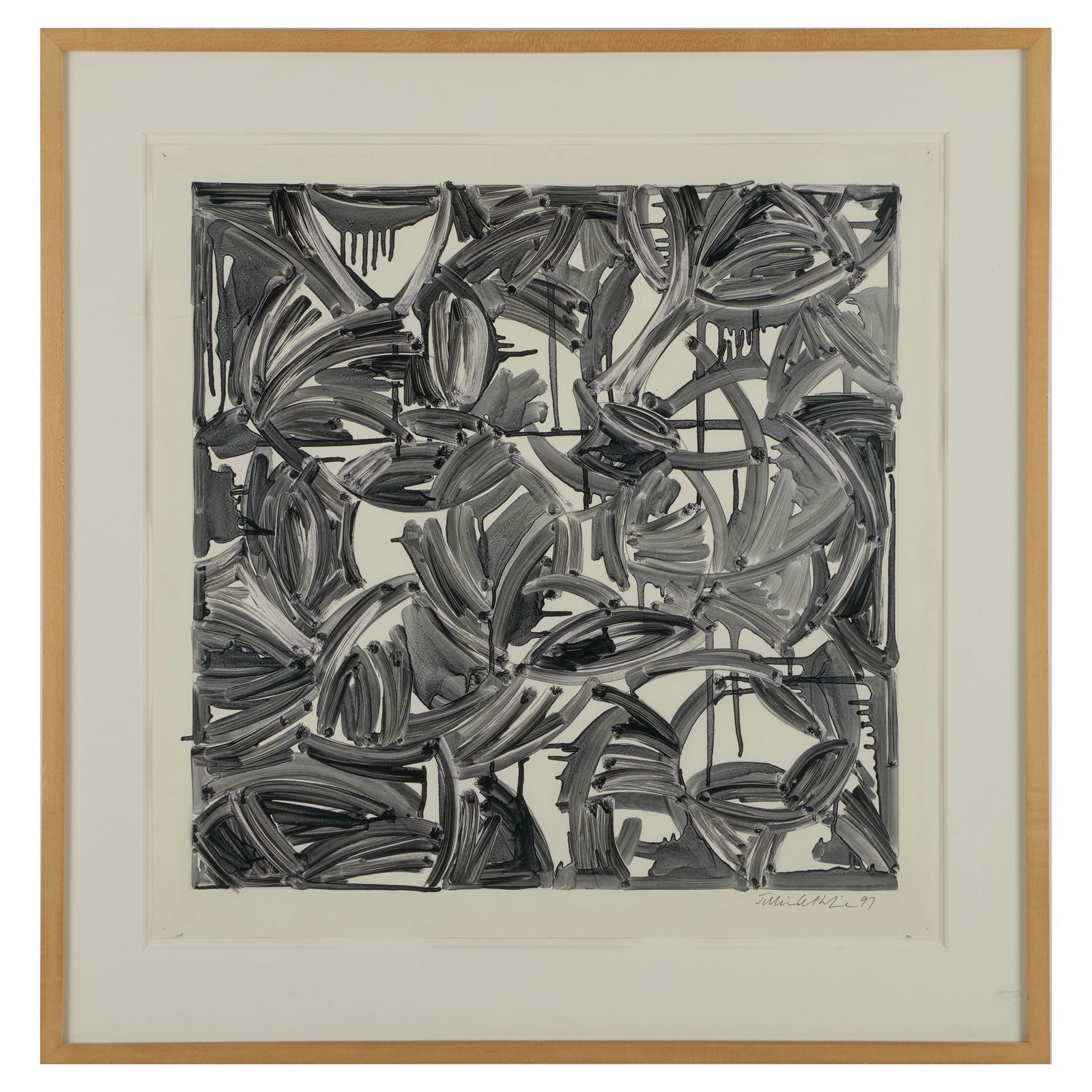 Julian Lethbridge (b. 1947): Untitled: Julian Lethbridge (b. 1947): Untitled Ink on paper, 1997, signed 'Julian Lethbridge' and dated lower right, with label from Paula Cooper Gallery, NY. 20 1/8 x 20 in. (sheet), 26 1/4 x 25 1/2 in. (fram