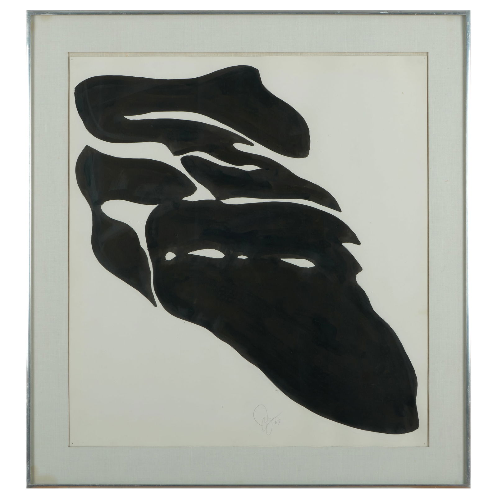 Jack Youngerman (1926-2020): June 4, 1967: Jack Youngerman (1926-2020): June 4, 1967 India ink on paper, 1967, signed with initials 'JY' and dated lower center, dated on the reverse, with label from Foundation for Contemporary Arts, NY and Elr