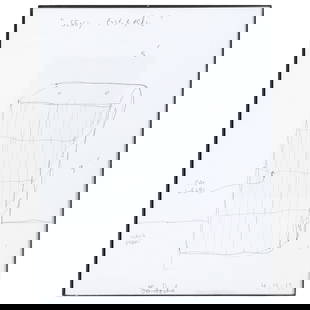 Tom Sachs (b. 1966): Sealy Posturepedic: Tom Sachs (b. 1966): Sealy Posturepedic Ink and pencil on found paper, 2019, signed 'Tom Sachs' lower center, titled upper center and dated lower right. 11 x 8 1/2 in. (sheet), 11 1/8 x 8 5/8 in. (fra