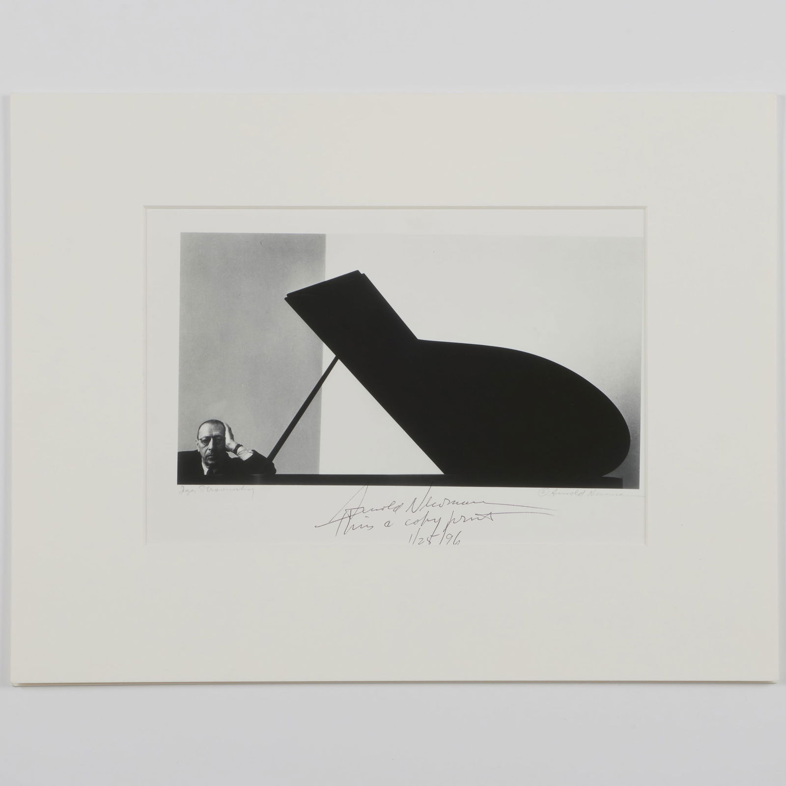 Arnold Newman (1918-2006): Igor Stravinsky: Arnold Newman (1918-2006): Igor Stravinsky Gelatin silver reprint, 1946, printed later, with the printed signature and title, signed, dated and inscribed '1/25/96' and 'This is a copy print', with the