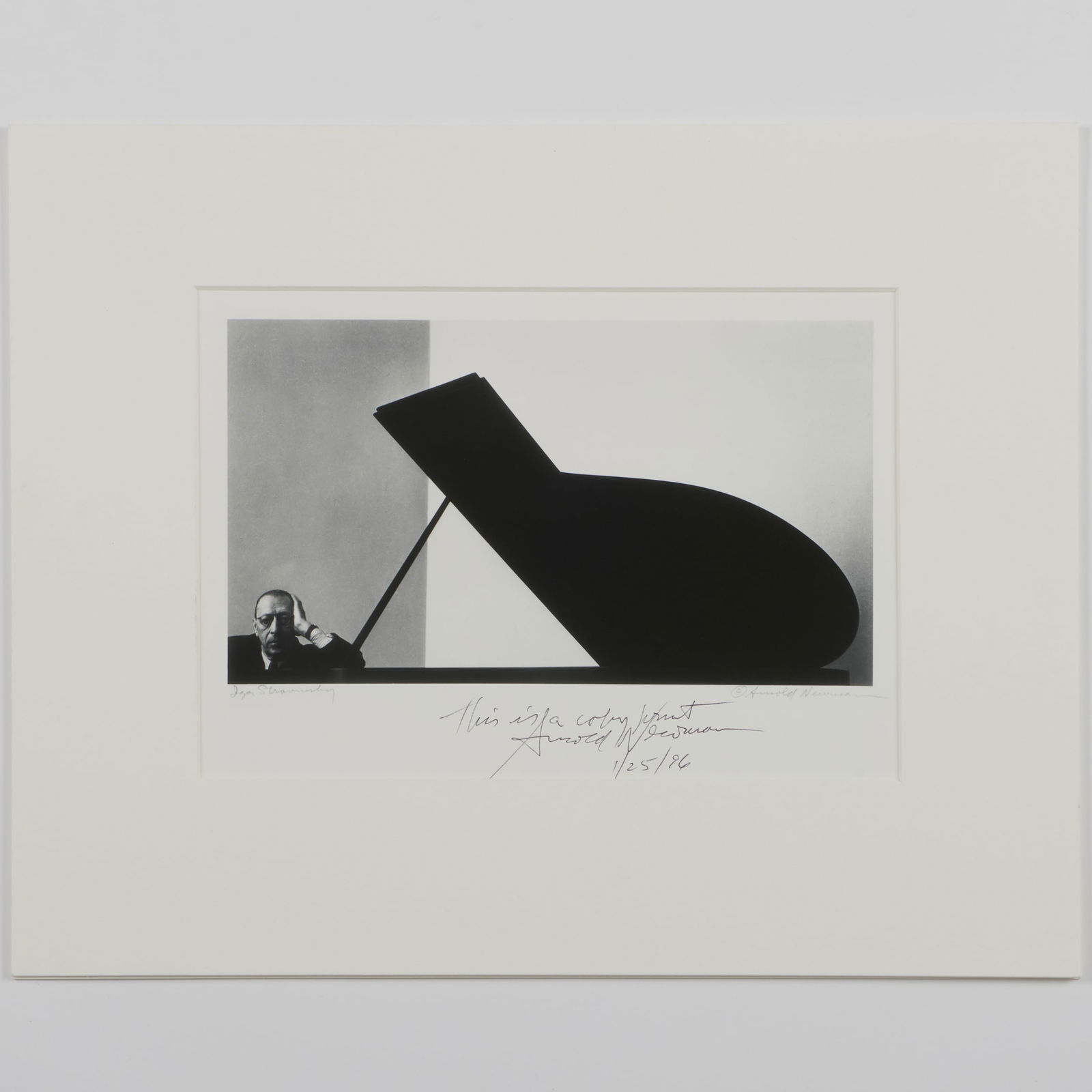 Arnold Newman (1918-2006): Igor Stravinsky: Arnold Newman (1918-2006): Igor Stravinsky Gelatin silver reprint, 1946, printed later, with the printed signature and title, signed, dated and inscribed '1/25/96' and 'This is a copy print', with the