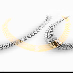 Bulgari 18k Gold and Diamond 'Spiga' Demi-Parure: Bulgari 18k Gold and Diamond 'Spiga' Demi-ParureThe demi-parure comprising a necklace of sprung design, a ring and a pair of earclips, round diamonds weighing approximately 4.80 cts. (combined).All